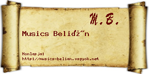 Musics Belián névjegykártya